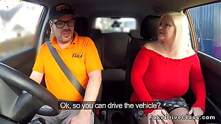 Huge tits granny bangs driving trainer
